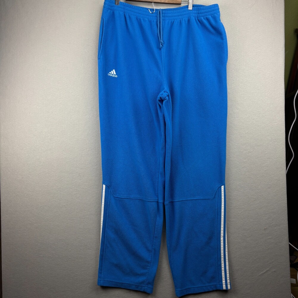 Adidas Blue Fleece Sweatpants Mens 2XL 3 Stripe Athletic Training Baggy Y2K Gorp
